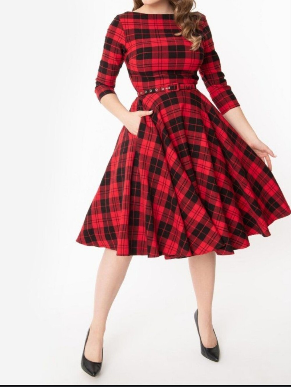 Unique Vintage Red Plaid With Belt